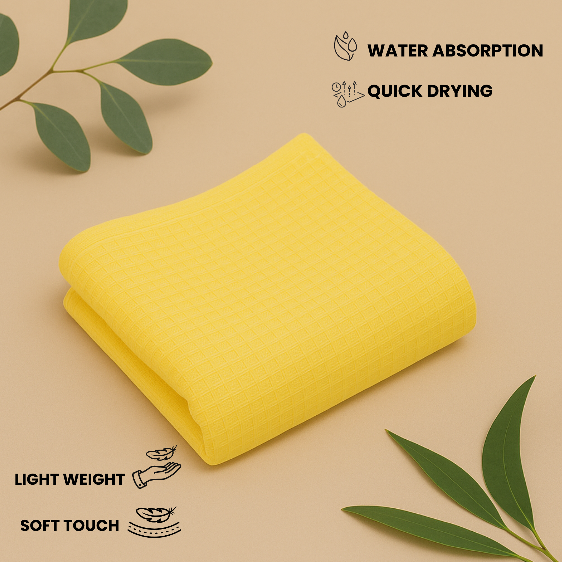 Happie Dayz pure cotton 100% - Waffle Towel (yellow)