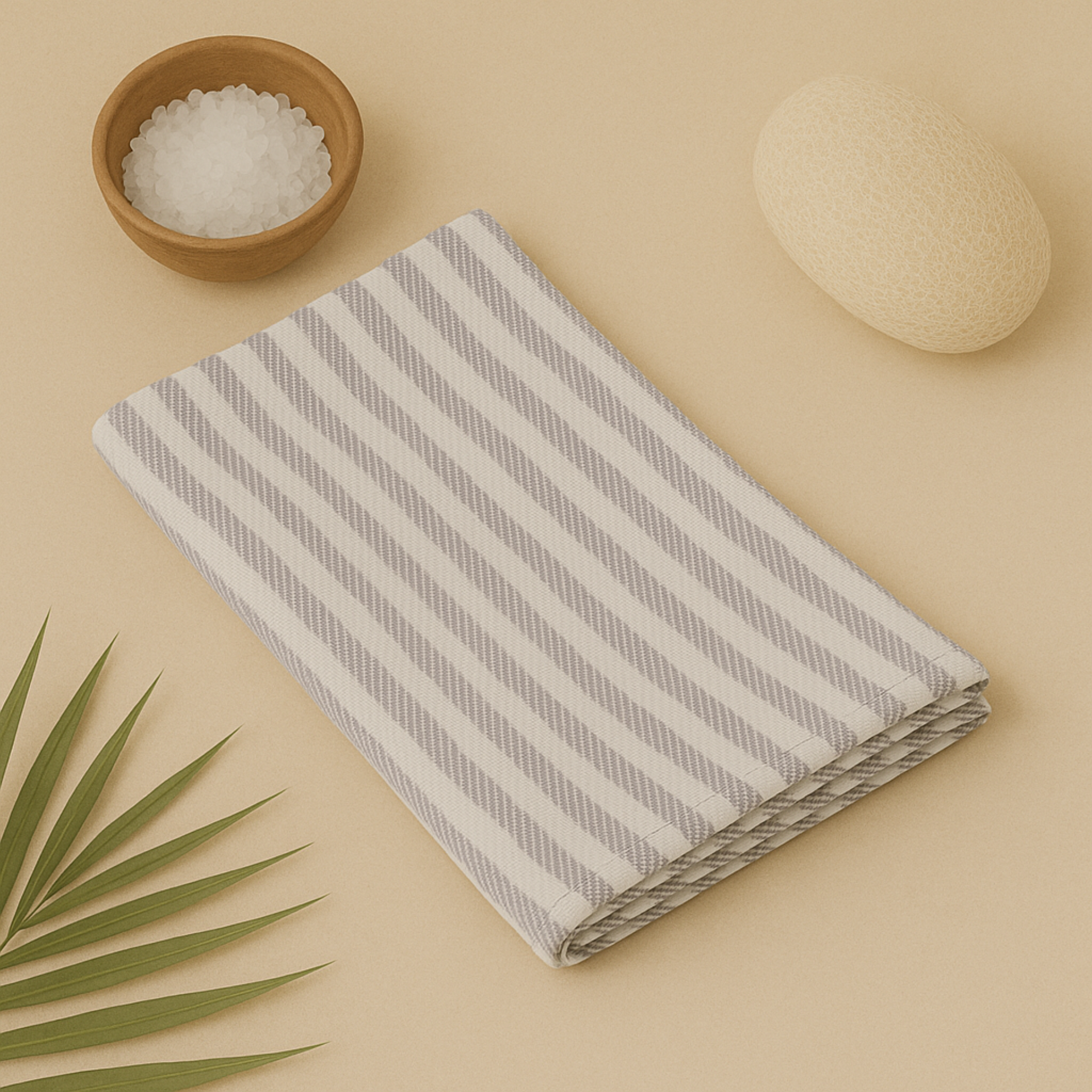 Happie Dayz pure cotton – 100%  Striped Towel (light brown)
