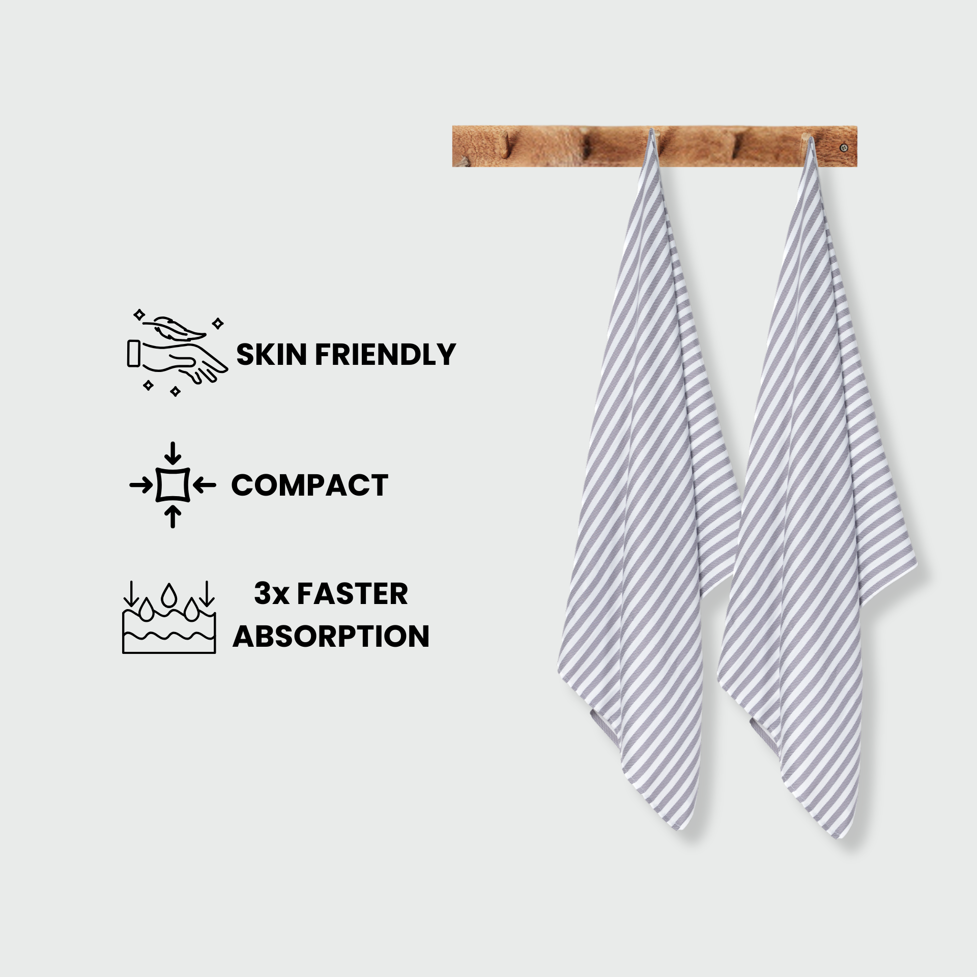 Happie Dayz pure cotton – 100%  Striped Towel (light brown)